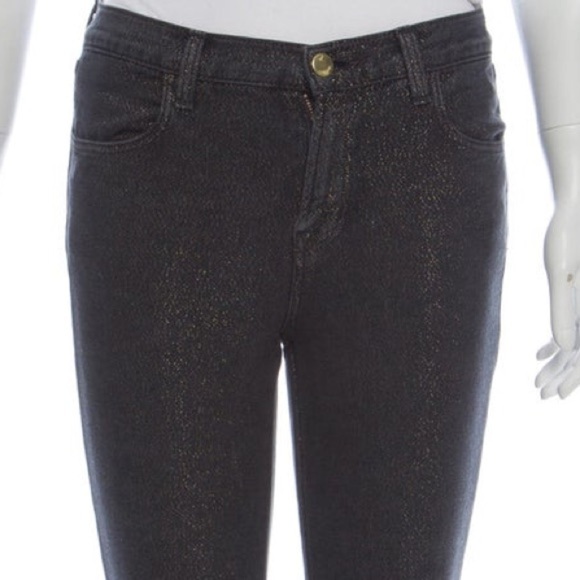 NWT J Brand Black Metallic Mid-Rise Skinny Jeans - Picture 2 of 3